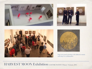 Harvest Moon byCampioni at Hanoi Goethe Institute displayed the full compendium of Christiane Campioni's creative world using liquid metal in combination with Vietnamese laquer technique